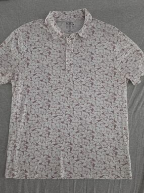 J. Crew Men's Pale Pink Floral Polo Shirt Medium